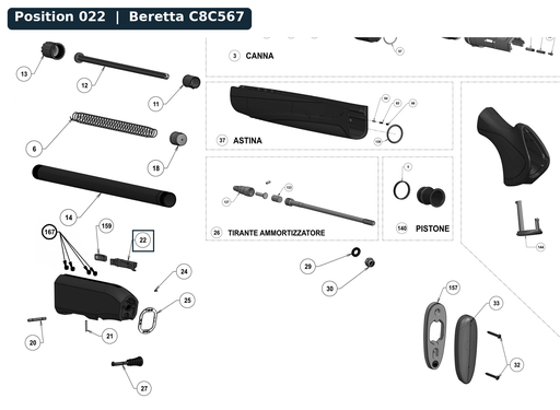 [BER-C8C567] Beretta A400 Xcel Pro Plus Cartridge Latch 12G