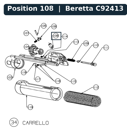 [BER-C92413] Beretta A400 Lock Head Pin 20G