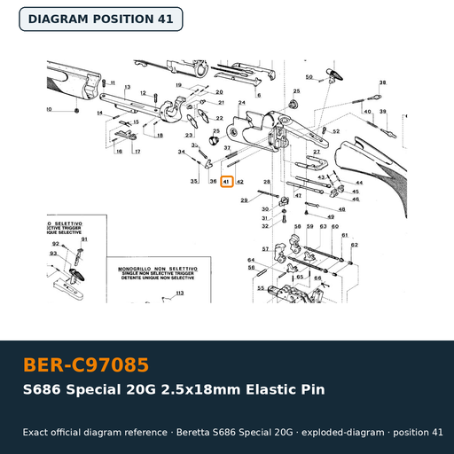 [BER-C97085] Beretta S686 Special 20G 2.5x18mm Elastic Pin