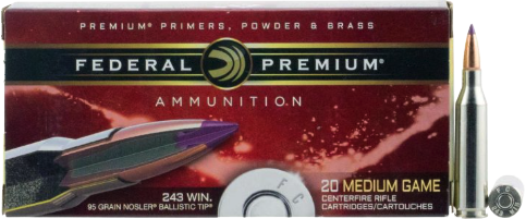 [FED-P243J] Federal .243WIN 95gr Nosler Ballistic Tip